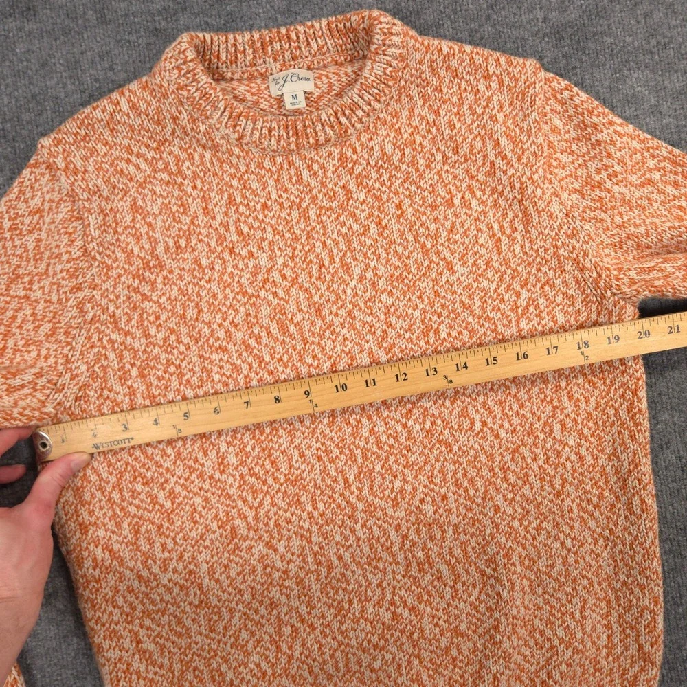 J Crew Marled Cotton Crewneck Sweater Mens M Orange Fisherman Heavyweight Preppy